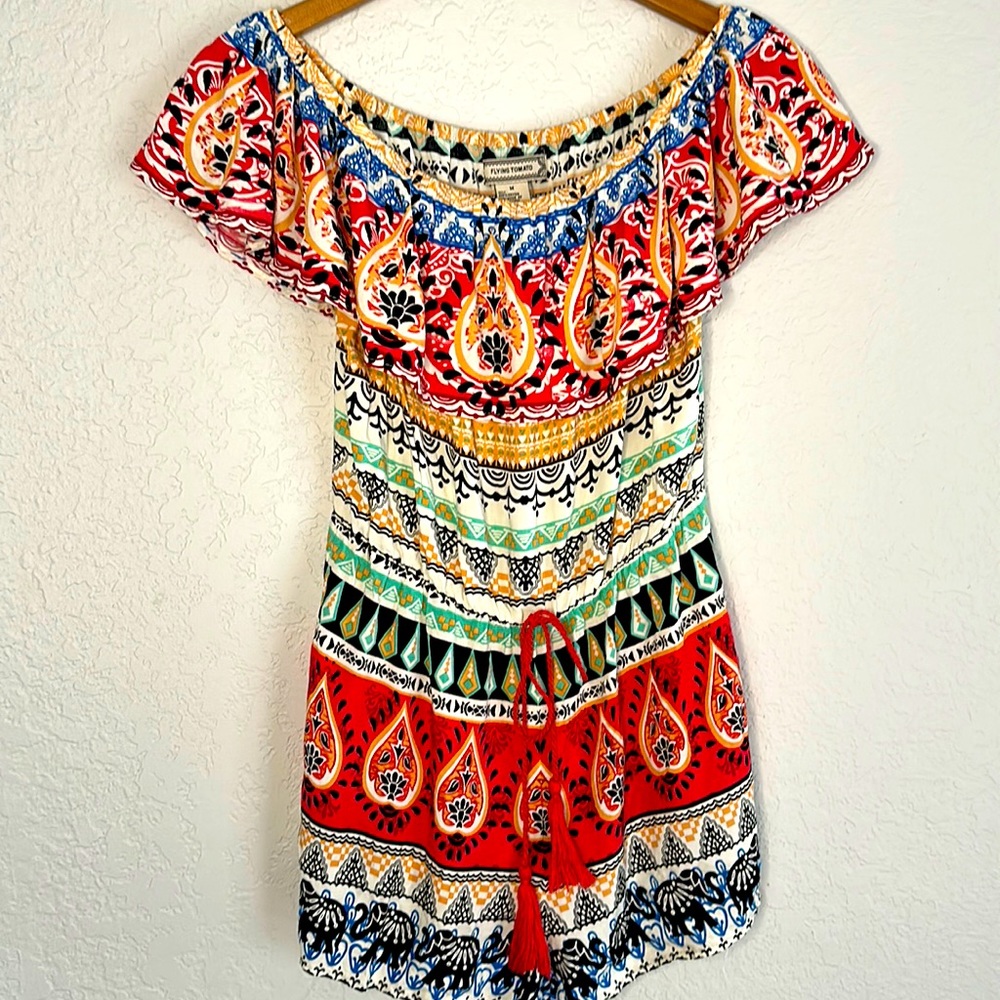 Flying Tomato Orange Blue Paisley Romper